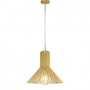 WOODEN PENDANT LIGHT WITH CHROME DECORATIVE CAP + CANOPY + LAMPSHADE CONE D350*H310MM