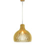 WOODEN PENDANT LIGHT WITH CHROME DECORATIVE CAP + CANOPY + LAMPSHADE CONE CAVE D450*H450MM