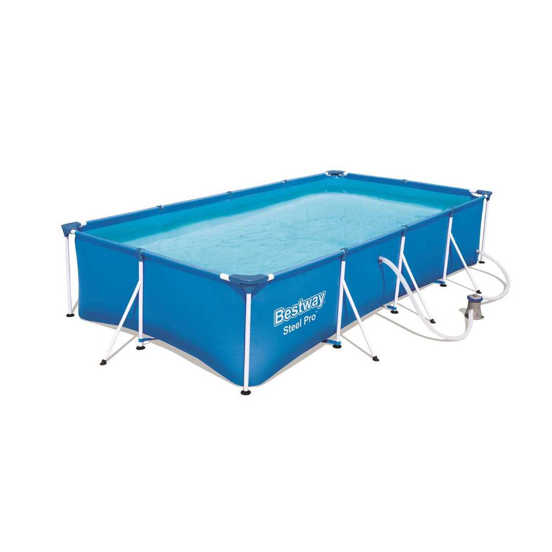 bestway piscina rettangolare steel pro con struttura in acciaio color blu 400x211x81 cm - bestway, blu