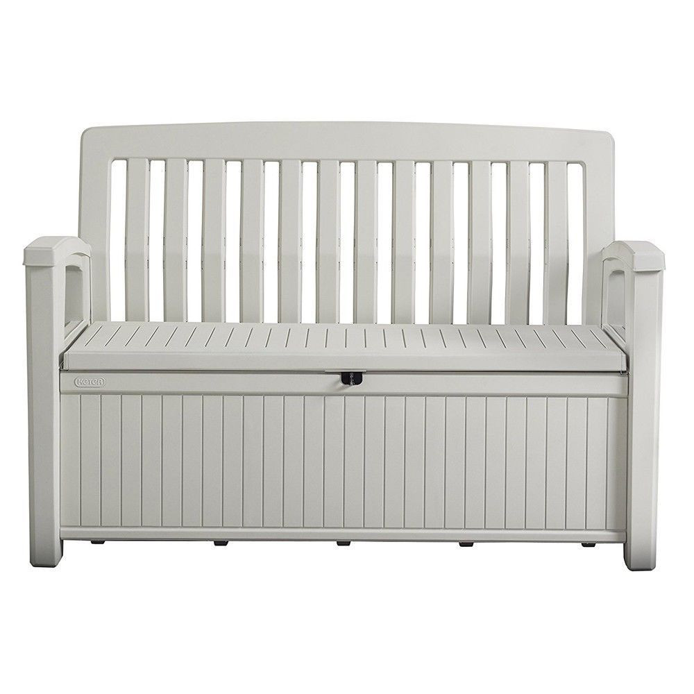 keter panchina contenitore con pannelli effetto legno bianco 132,7x61,2x89,5h 227lt - patio bench keter, bianco
